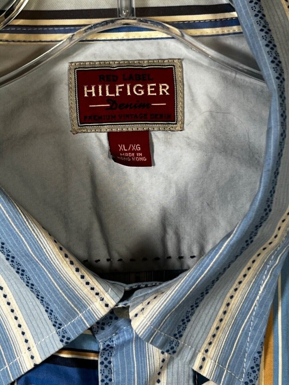 Tommy Hilfiger Hawaiian Mens Shirt XL Blue Short Sleeve Button Red Label Spread - Picture 5 of 8